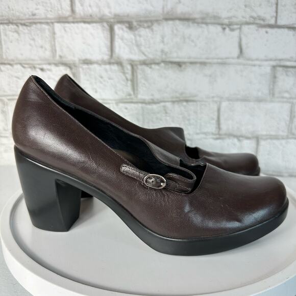 Dansko Brown Heels Tara Nappa Mary Jane Leather Buckle Strap Neutral 9 39 - Picture 2 of 12